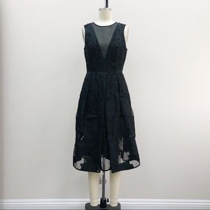 tibi sheer silk organza fil coupe midi dress.